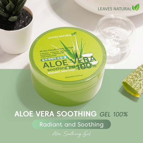 Leaves Natural Aloe Vera Soothing Gel 100% (300ml) ลีฟ แนชเชอรัล อโล เวร่า ซูทธิง เจล 100%