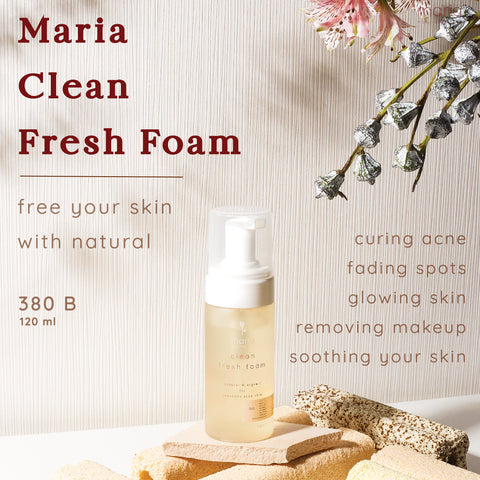 Maria Natural Beauty Clean Fresh Foam (120ml) โฟมล้างหน้าจากธรรมชาติปราศจากน้ำมัน